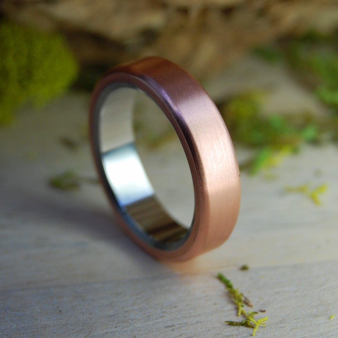 Boston Copper Satin | Men's Copper, Satin & Titanium Wedding Ring - Minter and Richter Designs