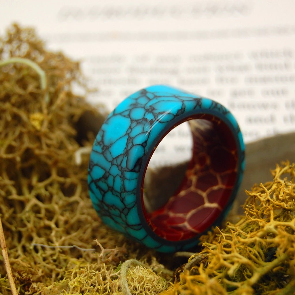 Bow To The King | Men's Turquoise, Red Jasper & Titanium Wedding Ring - Minter and Richter Designs
