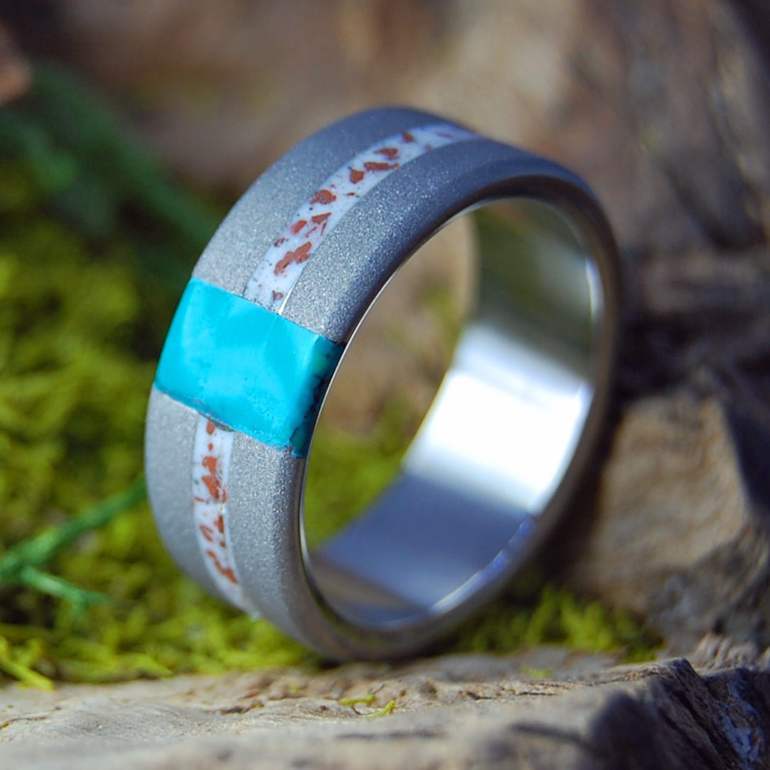 BRICK FOUNDATION | Men's Brick, Chrysocolla Stone & Titanium Wedding Ring - Minter and Richter Designs
