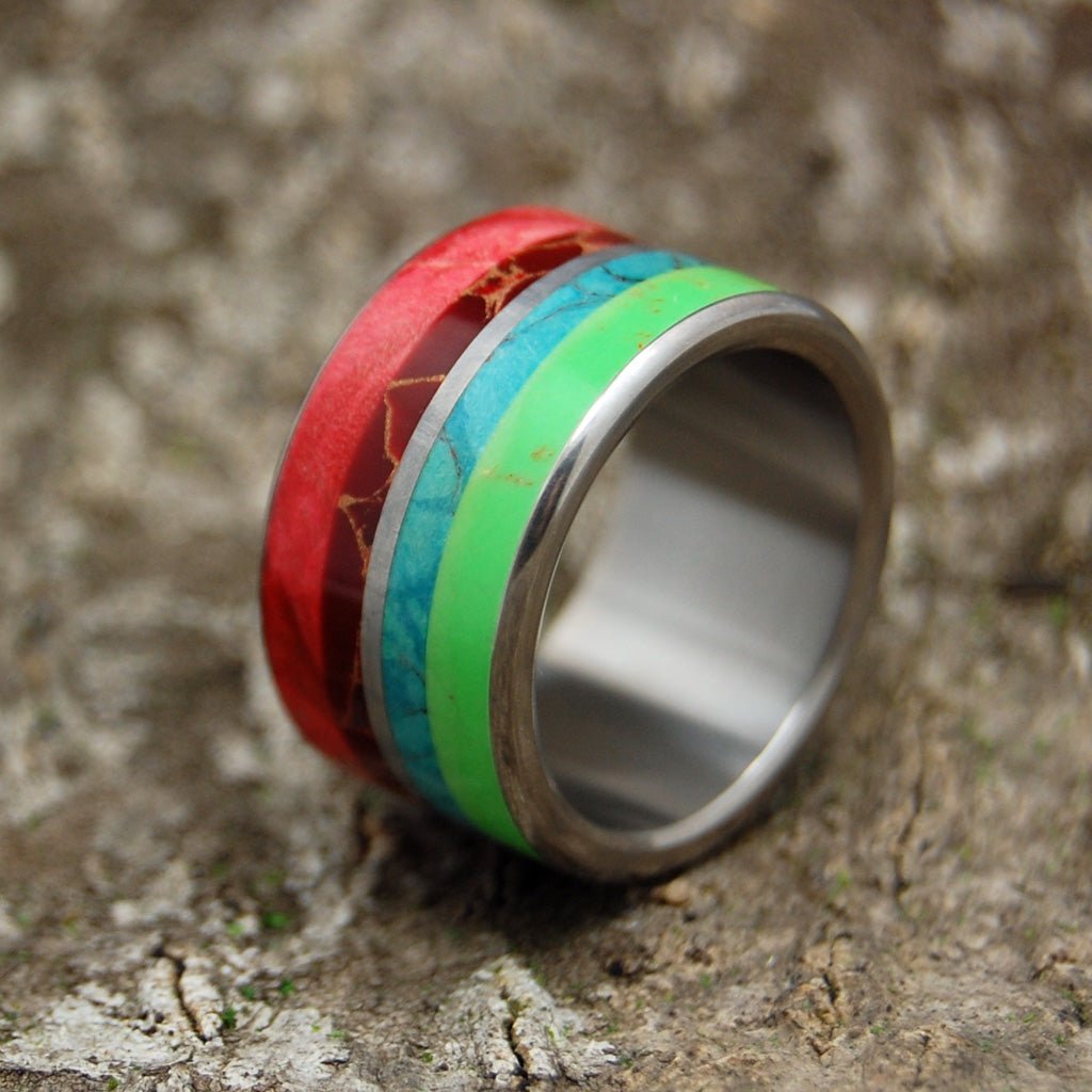 Bright Lion | Men's Meteorite, Wood, Stone & Titanium Wedding Ring - Minter and Richter Designs