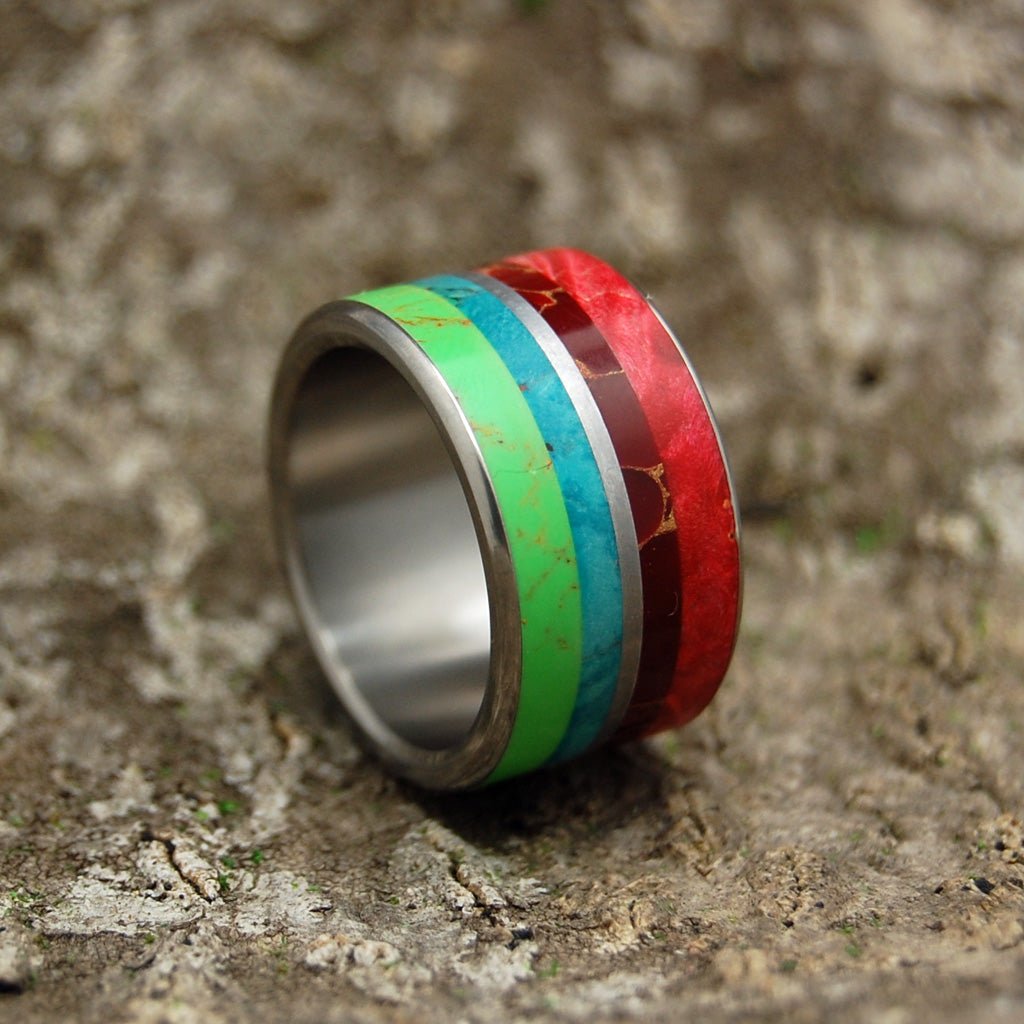 Bright Lion | Men's Meteorite, Wood, Stone & Titanium Wedding Ring - Minter and Richter Designs
