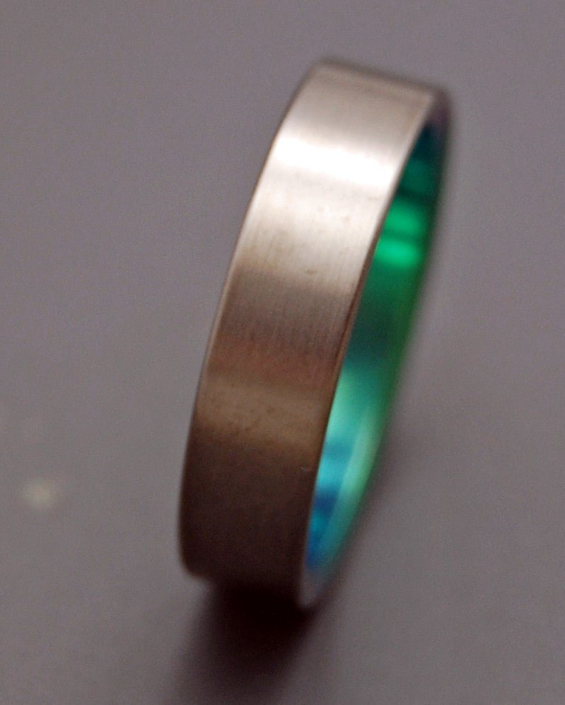Brushed And Green | Men's Titanium & Green Titanium Wedding Ring - Minter and Richter Designs