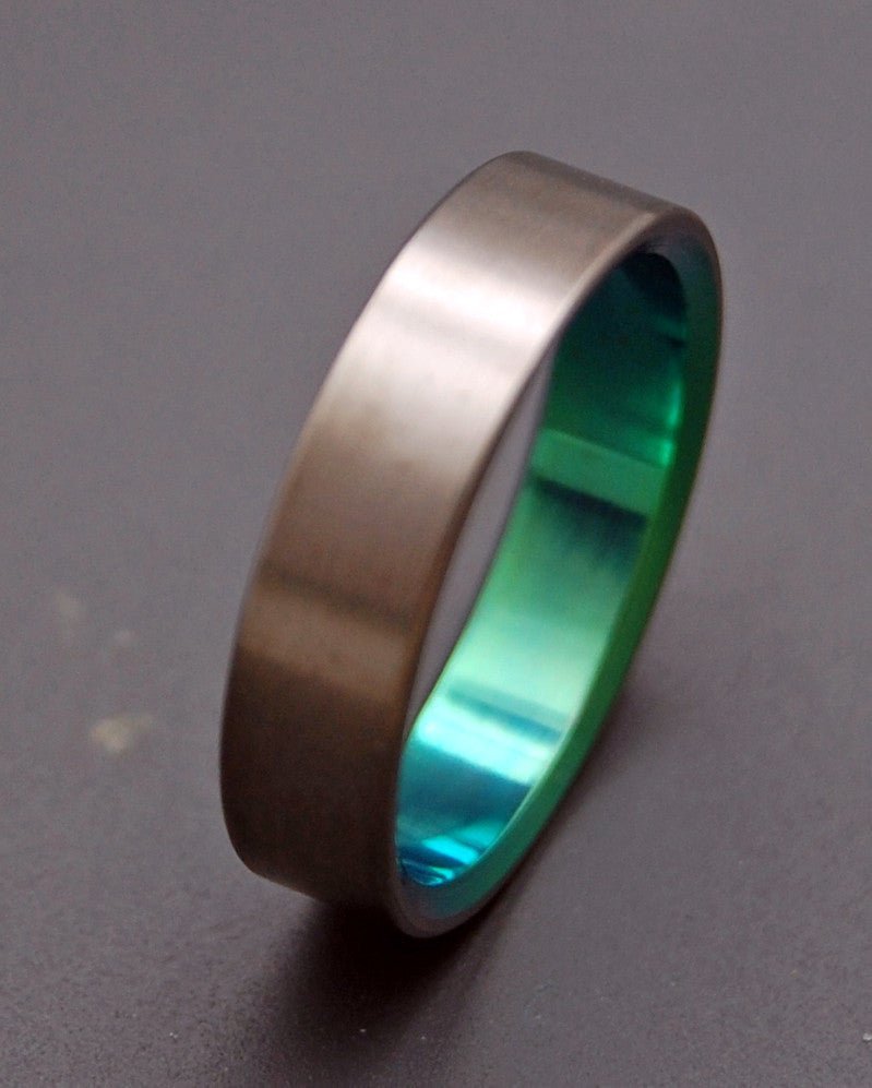 Brushed And Green | Men's Titanium & Green Titanium Wedding Ring - Minter and Richter Designs