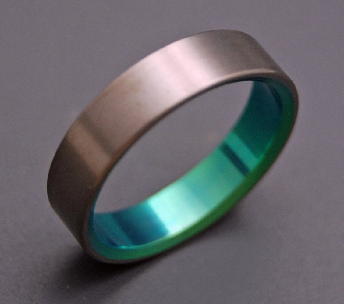 Brushed And Green | Men's Titanium & Green Titanium Wedding Ring - Minter and Richter Designs