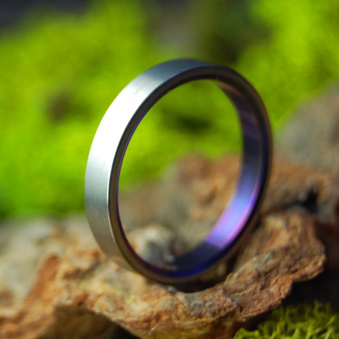 Brushed and Purple | Size 5.25 At 3mm | Titanium Wedding Ring | On Sale - Minter and Richter Designs