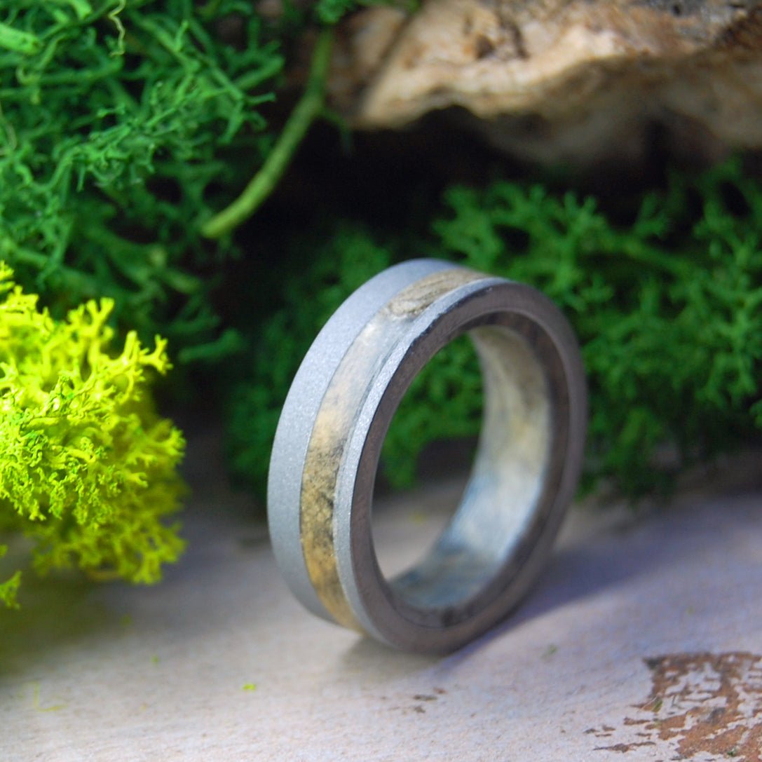Buckeye Grove | Men's Buckeye Wood & Titanium Wedding Ring - Minter and Richter Designs