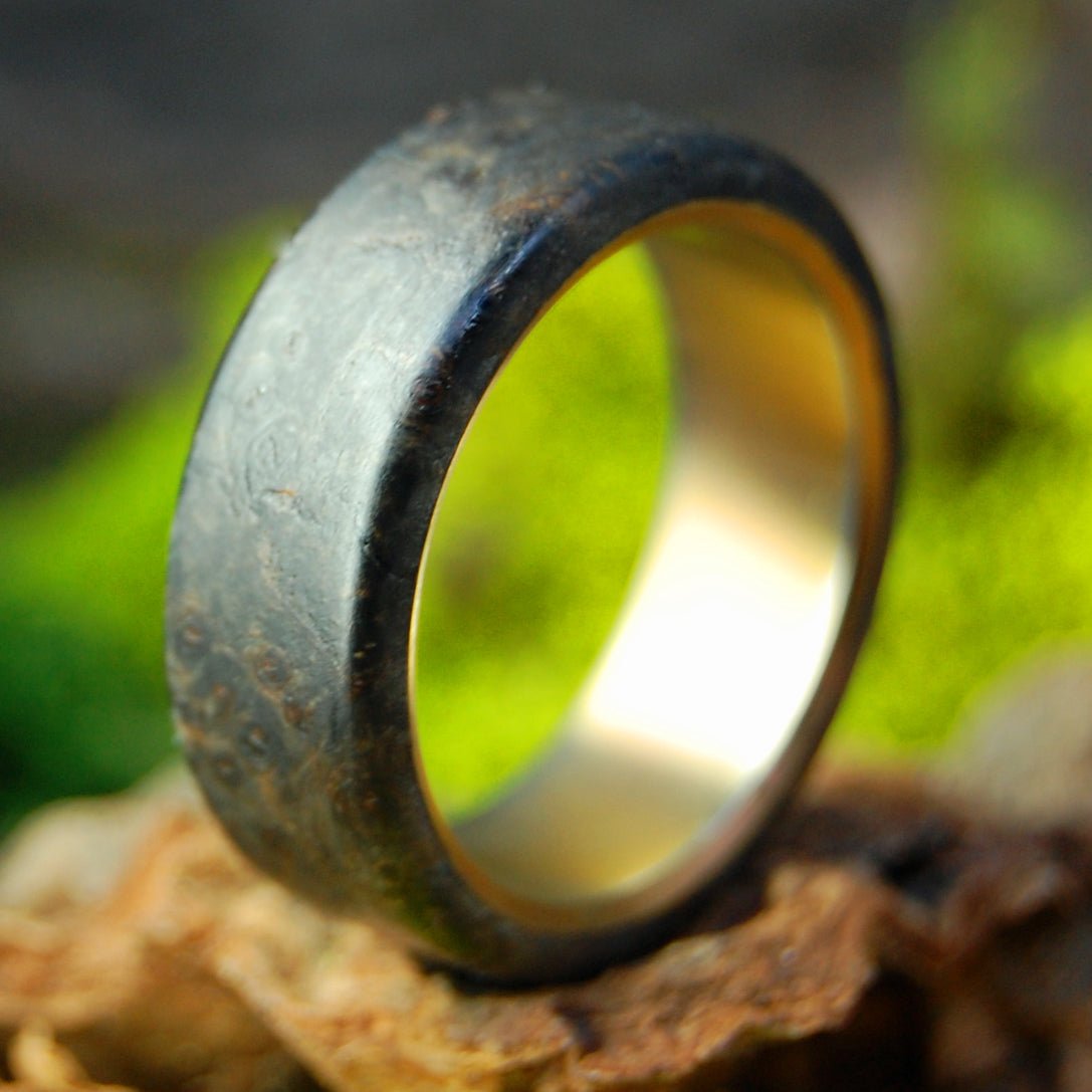 California Buckeye Overlay | Size 10.75 At 8mm | Buckeye Wood | Unique Wedding Band | On Sale - Minter and Richter Designs