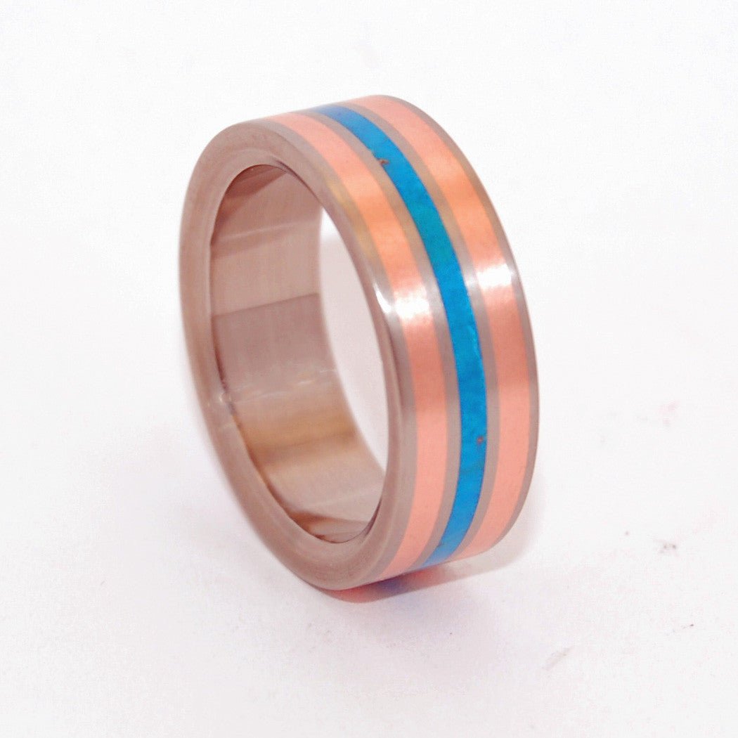 Campitos Mountain | Men's Copper, Turquoise & Titanium Wedding Ring - Minter and Richter Designs