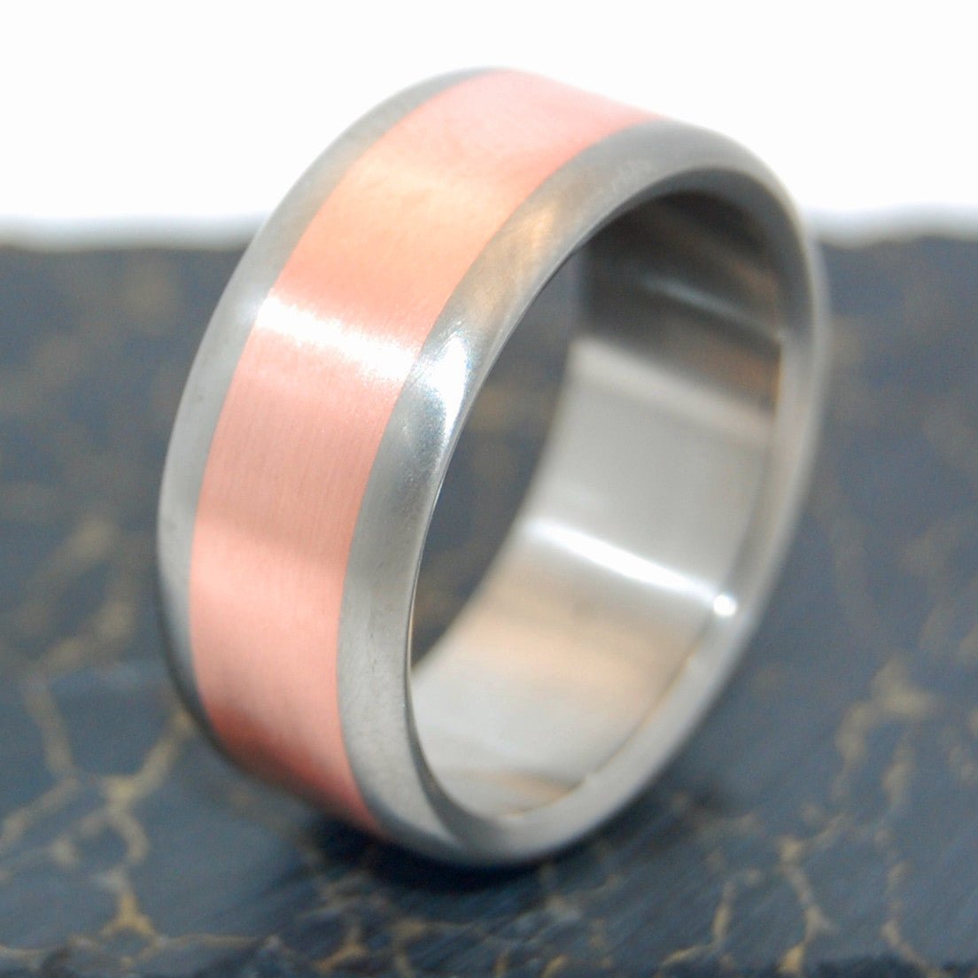Candlelight Satin | Men's Copper & Titanium Wedding Ring - Minter and Richter Designs
