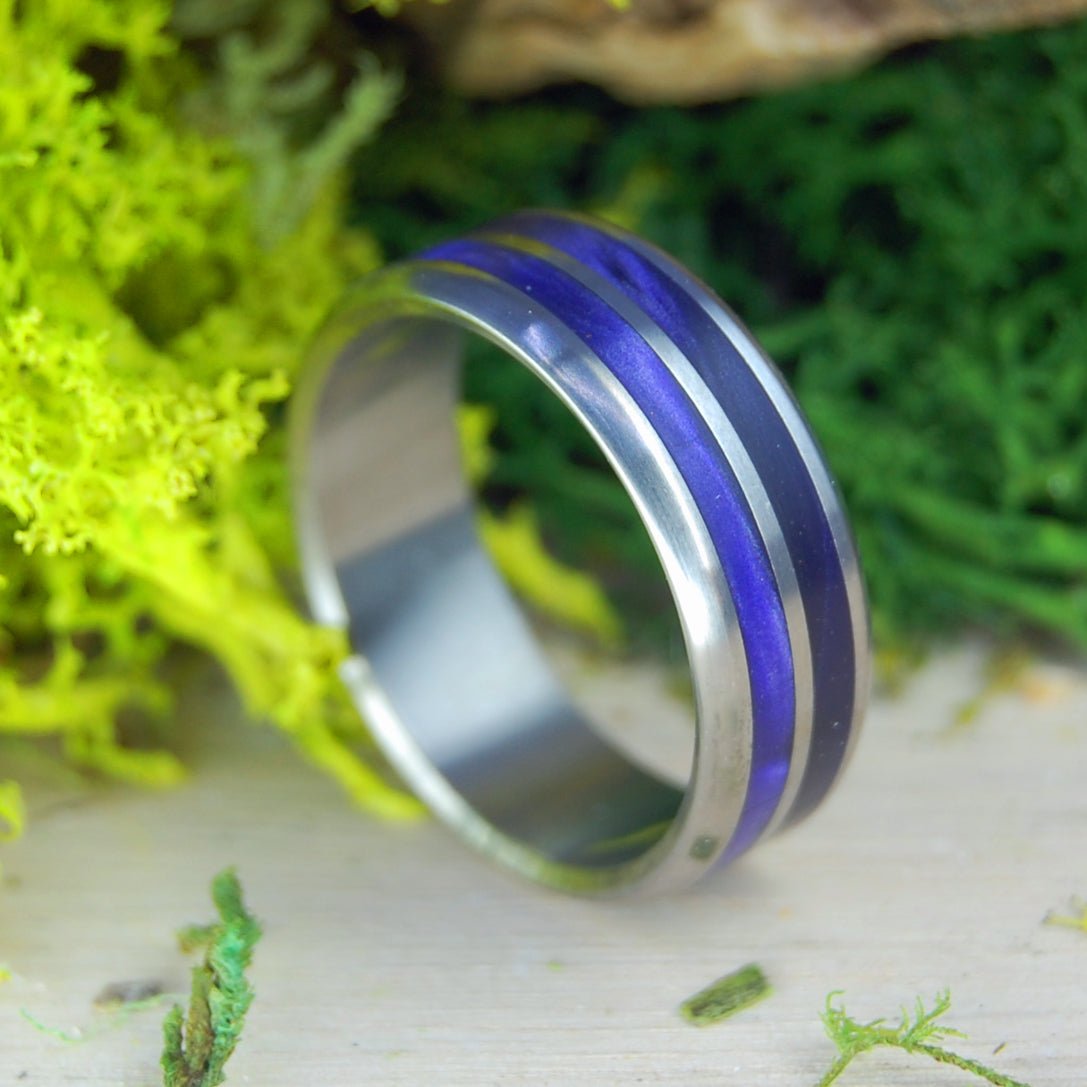 Centered Roman Purpure | Men's Purple Marbled Opalescent Resin & Titanium Wedding Ring - Minter and Richter Designs