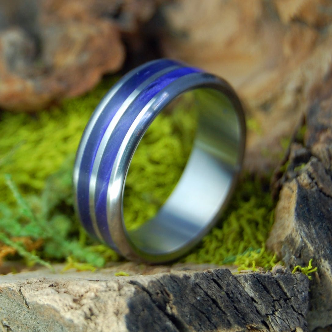 Centered Roman Purpure | Men's Purple Marbled Opalescent Resin & Titanium Wedding Ring - Minter and Richter Designs