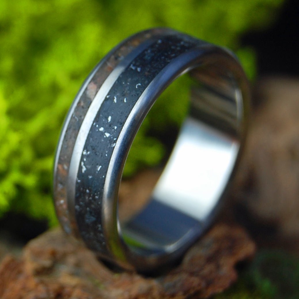 COLORADO TO PATAGONIA | Men's Colorado Red Rocks, Patagonia Stones & Titanium Wedding Ring - Minter and Richter Designs