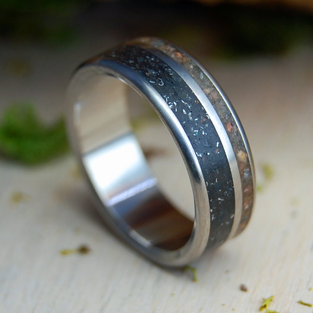 COLORADO TO PATAGONIA | Men's Colorado Red Rocks, Patagonia Stones & Titanium Wedding Ring - Minter and Richter Designs