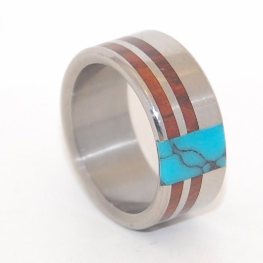 Comet & Constellation | Size 5 At 7.9mm | Cocobolo & Turquoise | Unique Wedding Band | On Sale - Minter and Richter Designs