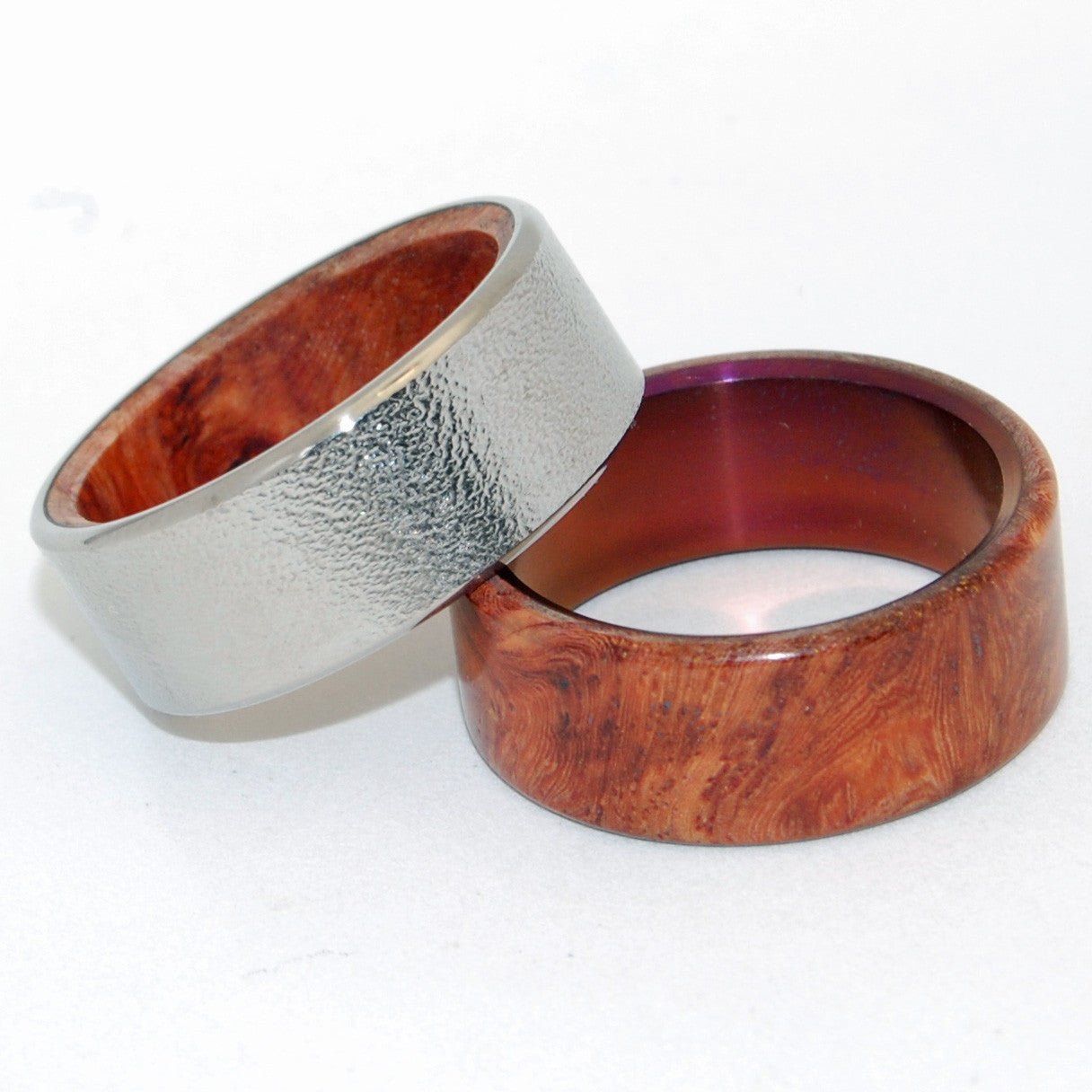 Communion Sanctum | Amboyna Wood & Titanium - Unique Wedding Ring Set - Minter and Richter Designs