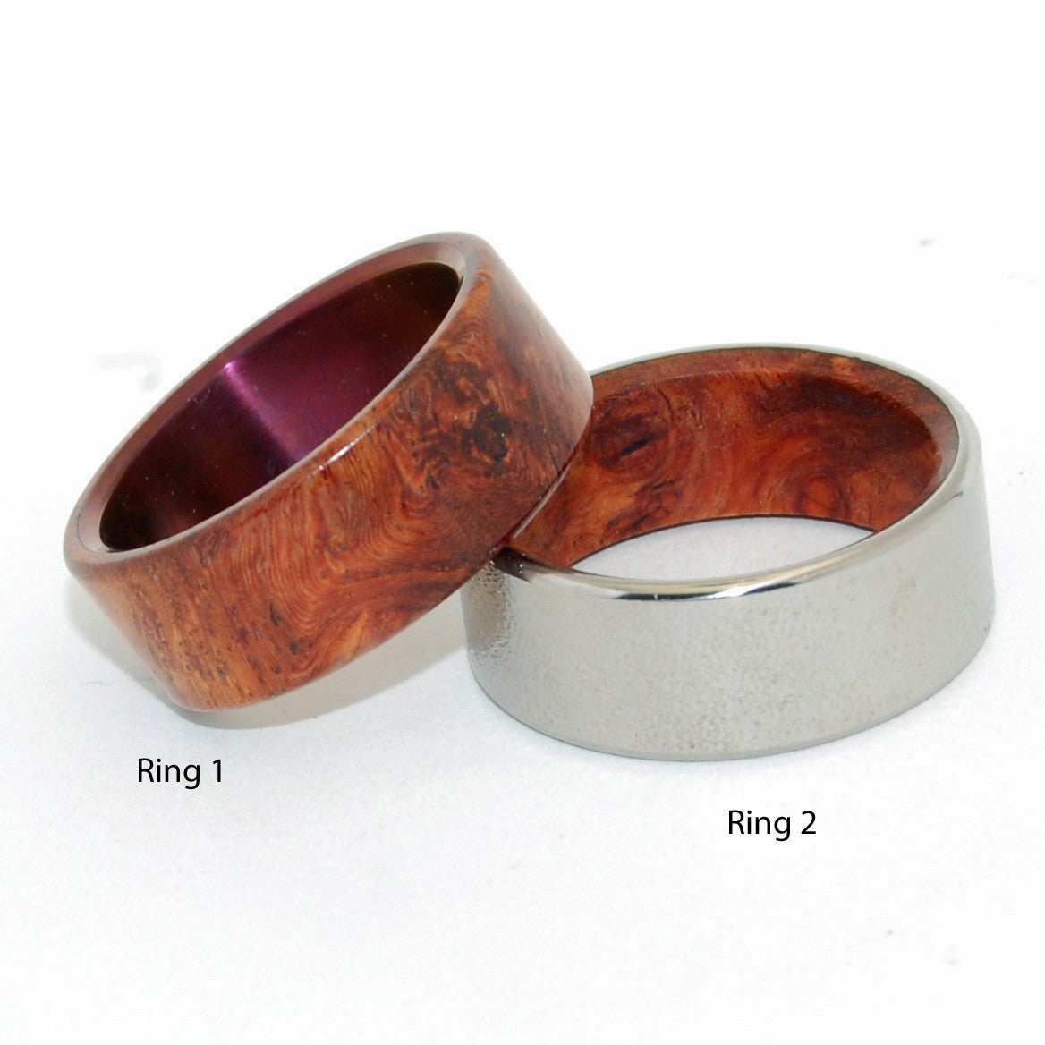 Communion Sanctum | Amboyna Wood & Titanium - Unique Wedding Ring Set - Minter and Richter Designs