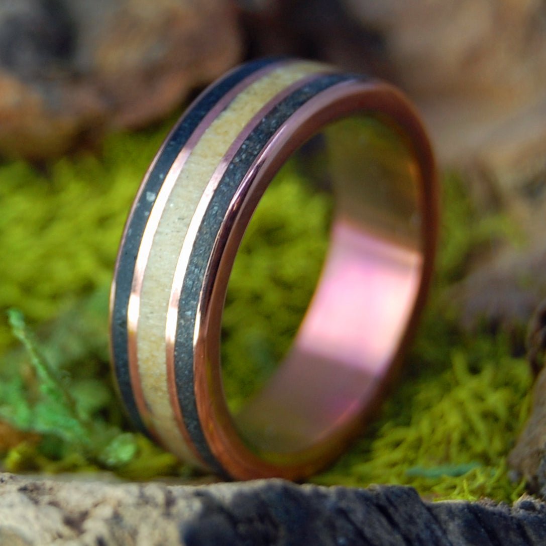 Copper Coal | Men's Tulipwood, Coal & Copper Titanium Wedding Ring - Minter and Richter Designs