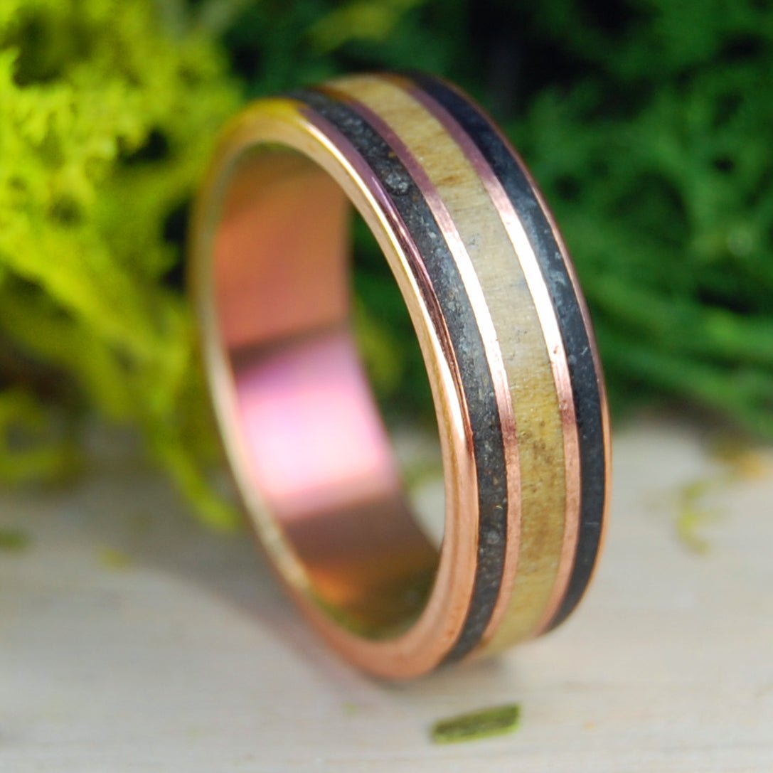 Copper Coal | Men's Tulipwood, Coal & Copper Titanium Wedding Ring - Minter and Richter Designs