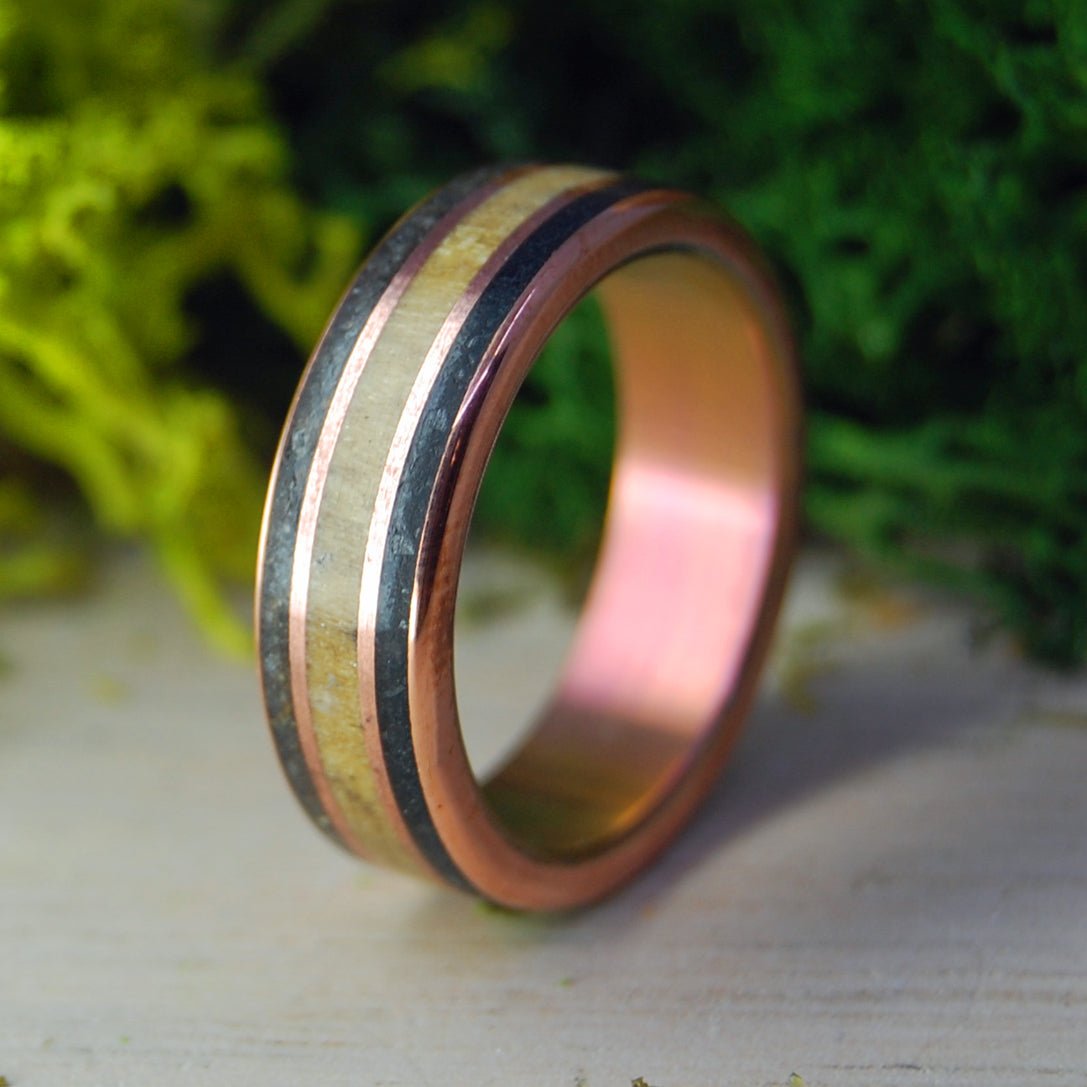 Copper Coal | Men's Tulipwood, Coal & Copper Titanium Wedding Ring - Minter and Richter Designs
