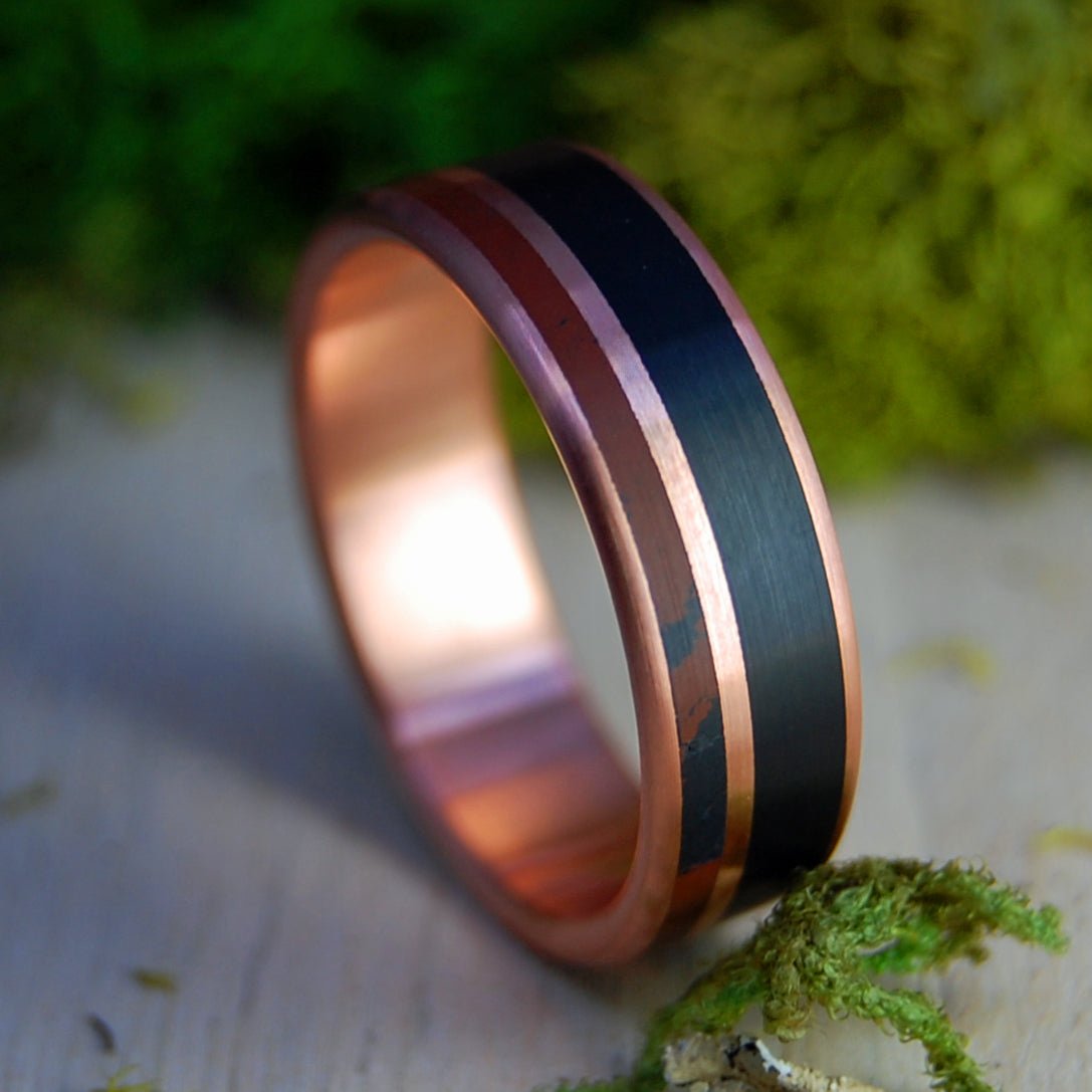 COPPER MOOD | Men's Copper, Onyx and Jasper Wedding Ring - Minter and Richter Designs