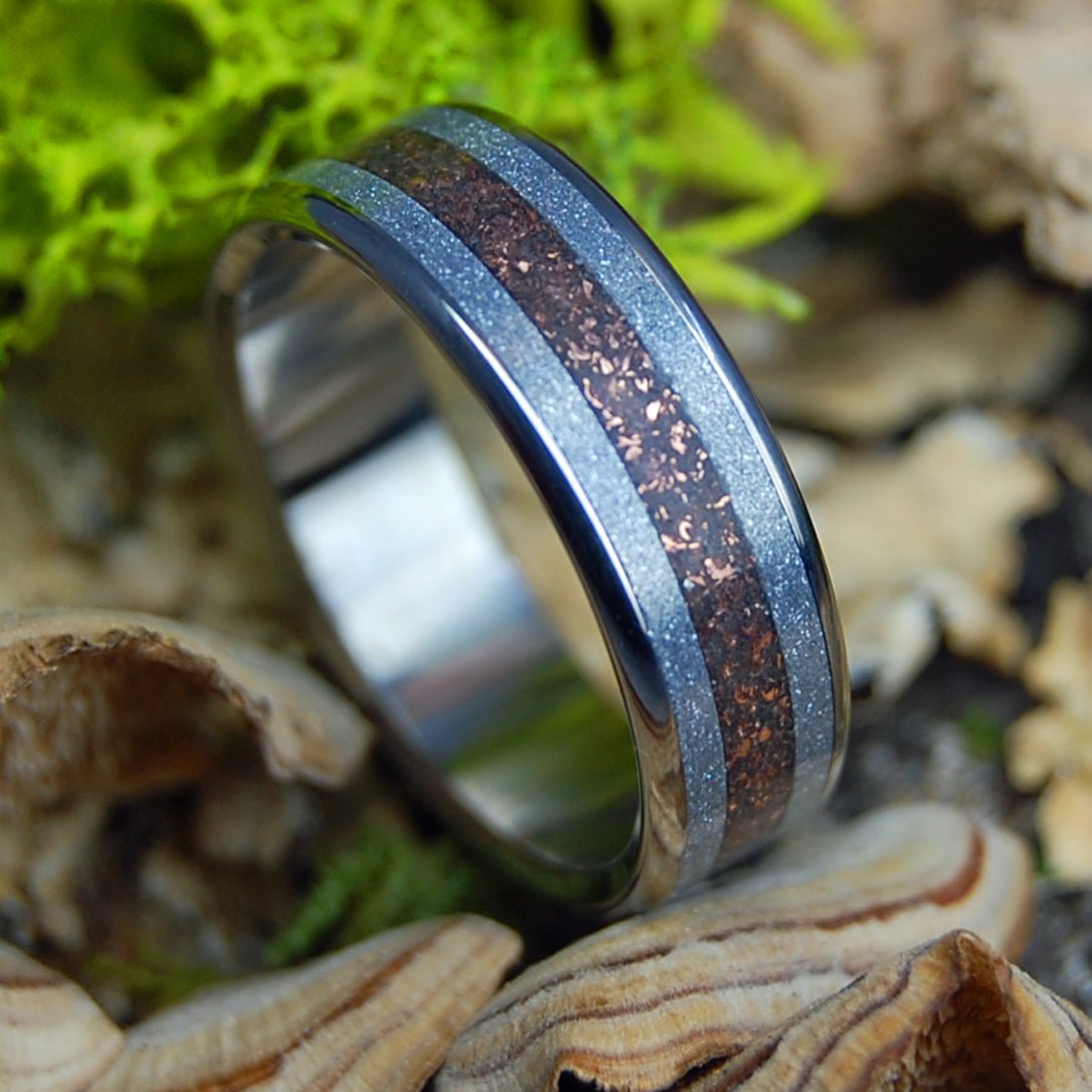 COPPER SILVER STAR | Men's Crushed Copper, Lava & Silver M3 Wedding Ring - Minter and Richter Designs