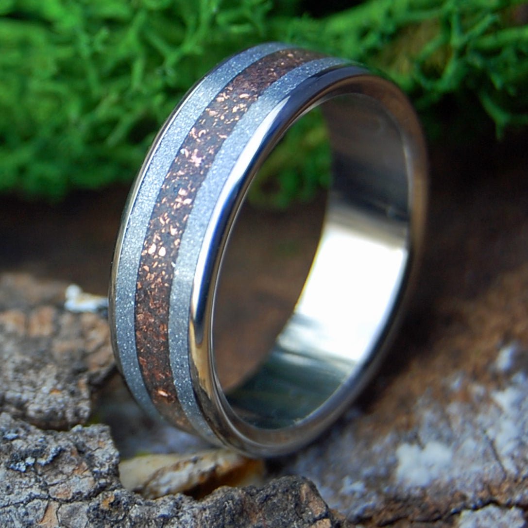 COPPER SILVER STAR | Men's Crushed Copper, Lava & Silver M3 Wedding Ring - Minter and Richter Designs