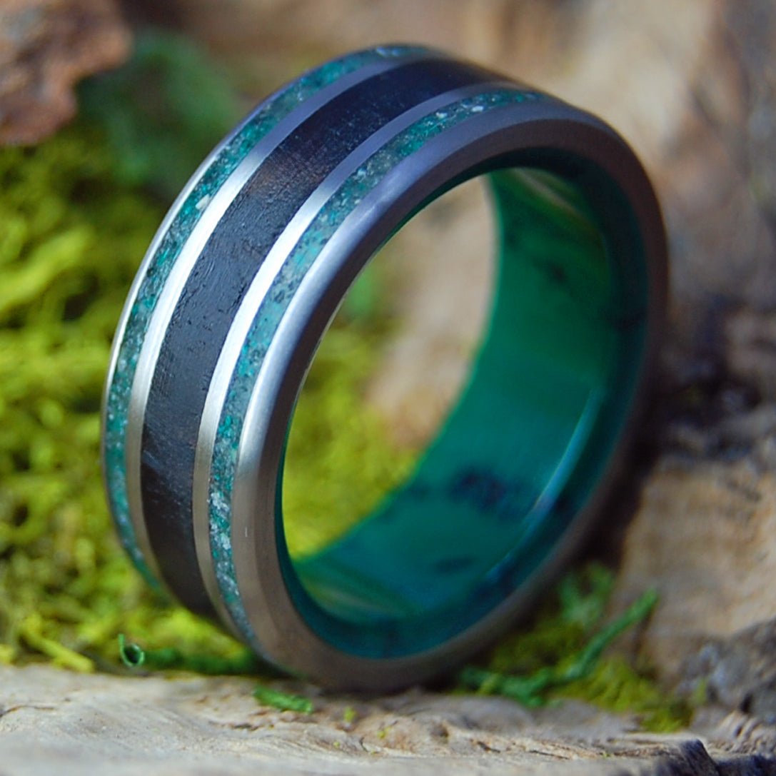 COSTA RICA COCO JADE | Men's Beach Sand & Jade Cocobolo & Titanium Wedding Ring - Minter and Richter Designs