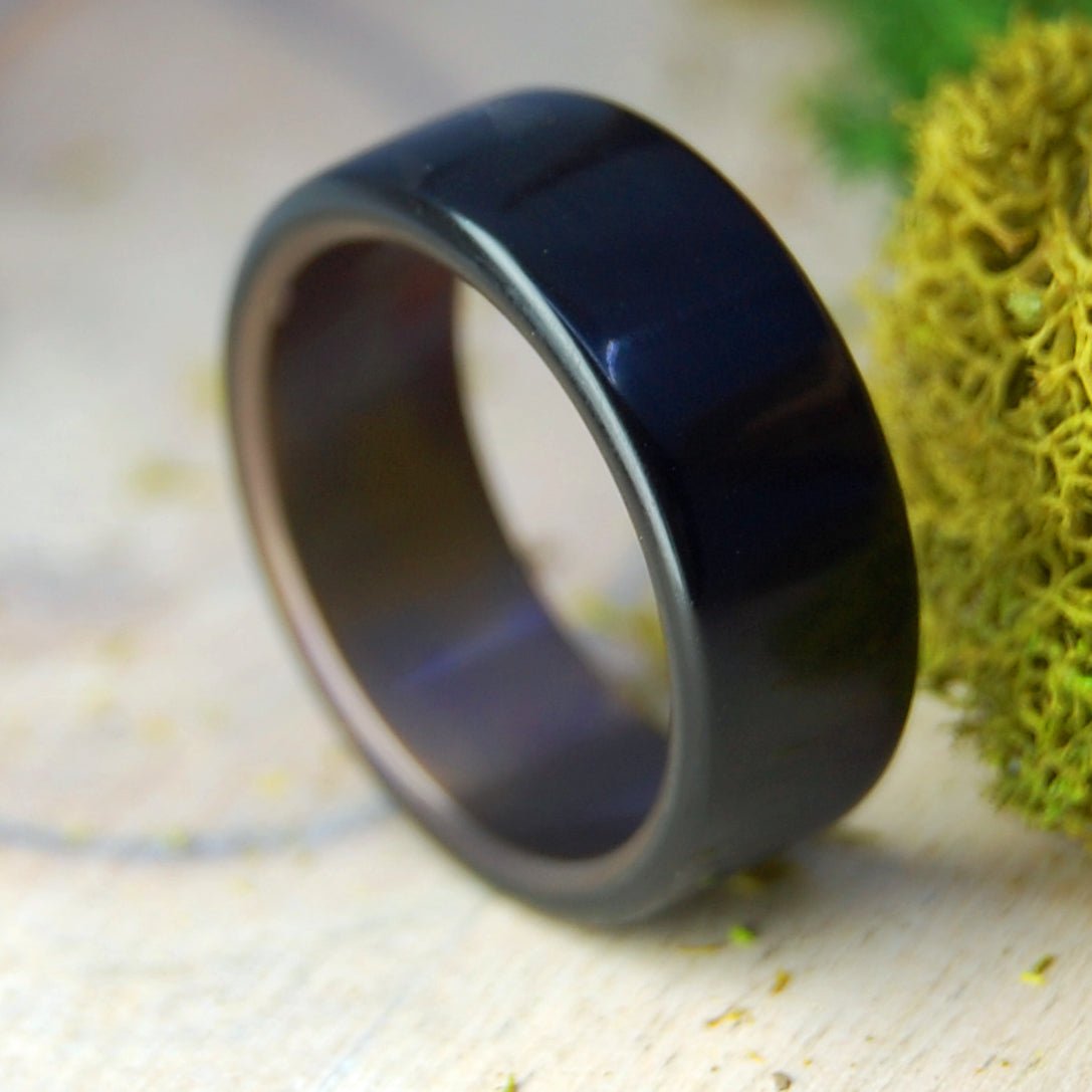 Crimson Night | Size 10 At 8mm | Black Resin | Unique Wedding Ring | On Sale - Minter and Richter Designs
