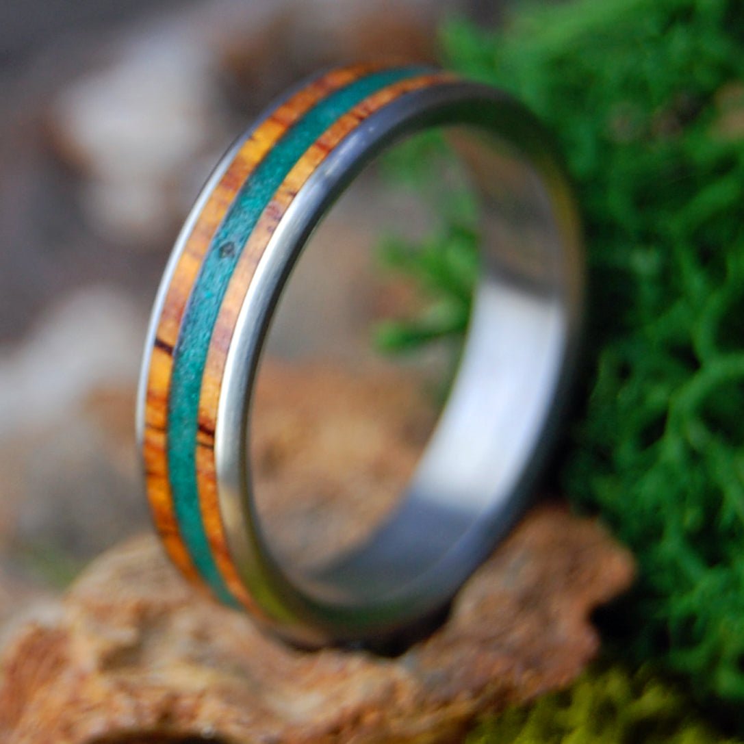 CRUSHED JADE LIGHT COCO | Crushed Jade, Light Cocobolo & Titanium Women's Wedding Ring - Minter and Richter Designs