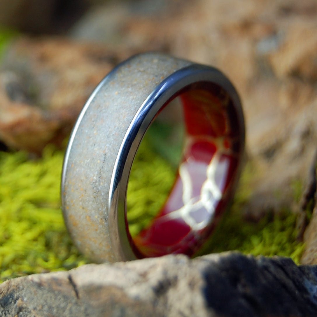 D - Day Landing | Men's Omaha Beach Sand, Normandy France & Titanium Military Memorial Wedding Ring - Minter and Richter Designs