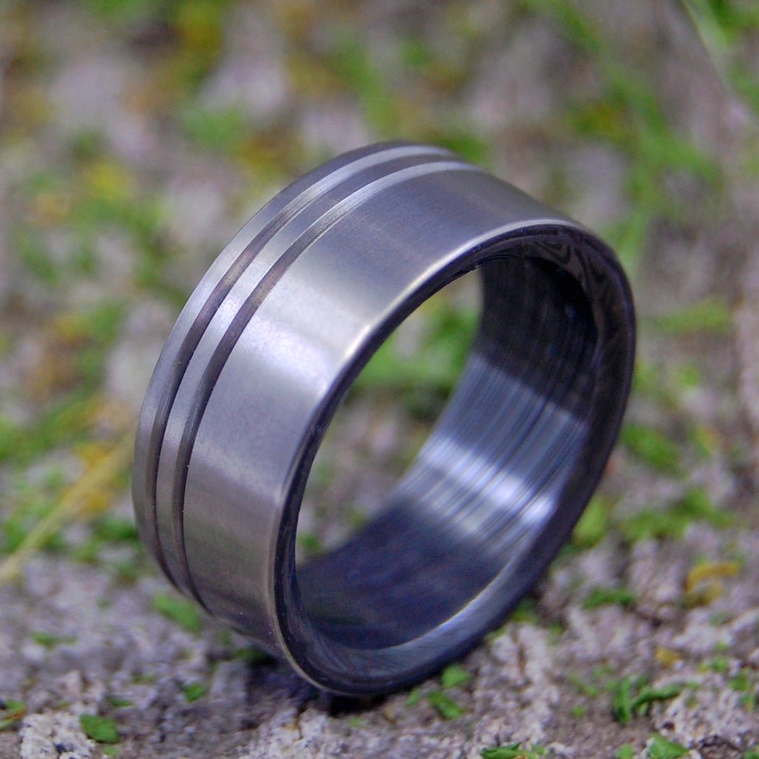 Damascus Kore | Men's Damascus Steel & Titanium Wedding Ring - Minter and Richter Designs