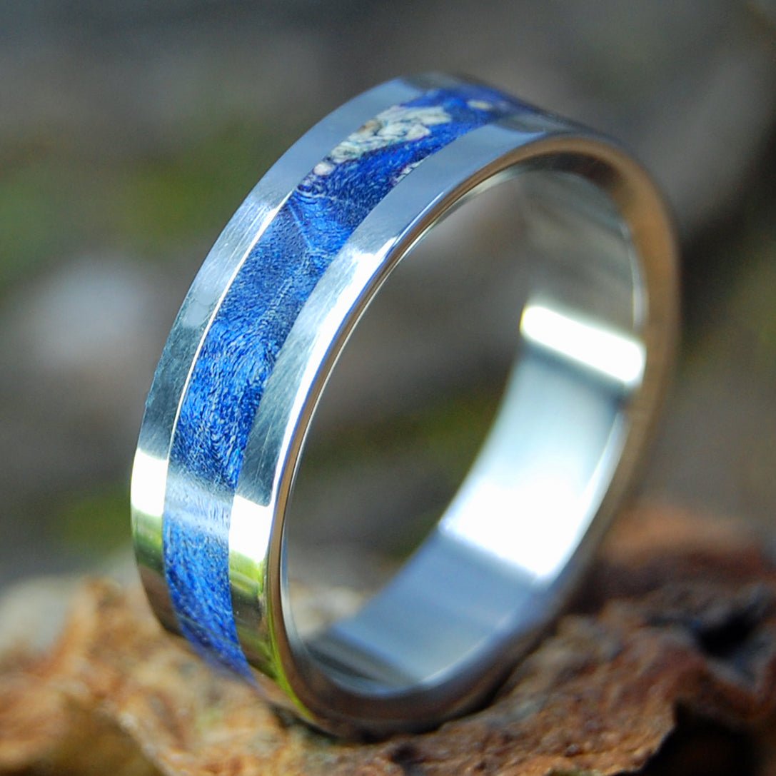 Dark Blue Forever | Men's Blue Box Elder Wood & Titanium Wedding Ring - Minter and Richter Designs