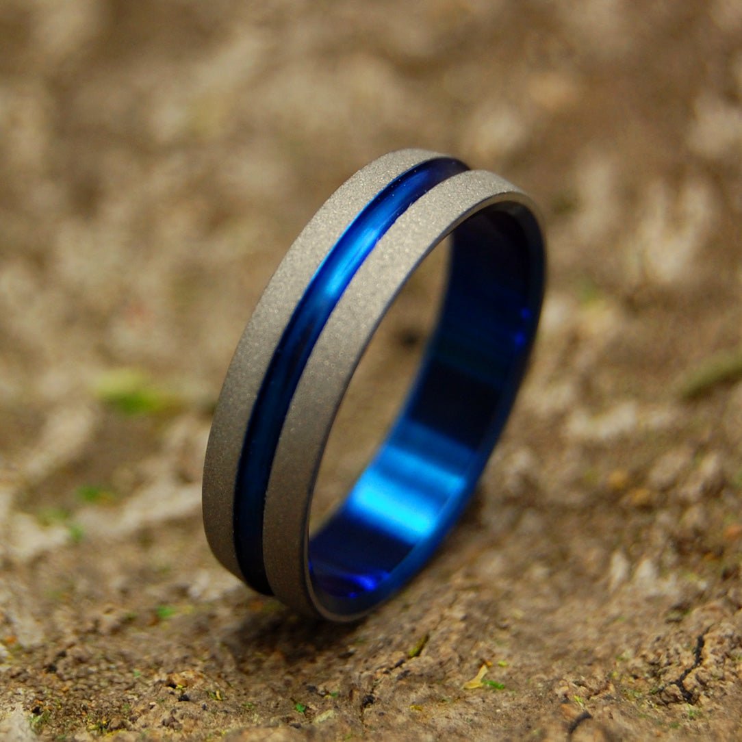 Deckard | Men's Blue & Titanium Wedding Ring - Minter and Richter Designs