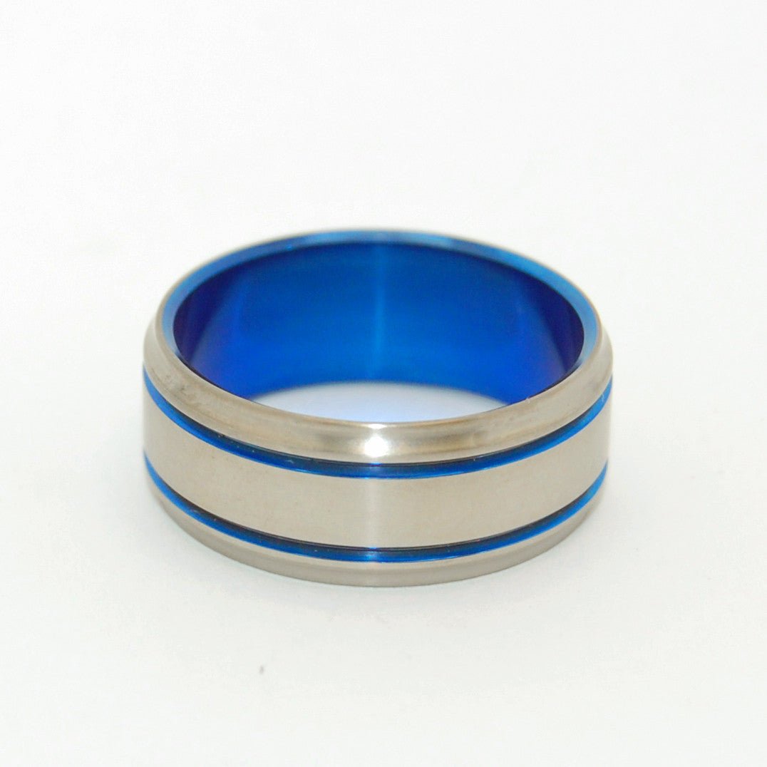 Double Blue | Men's Blue Anodized & Titanium Wedding Ring - Minter and Richter Designs