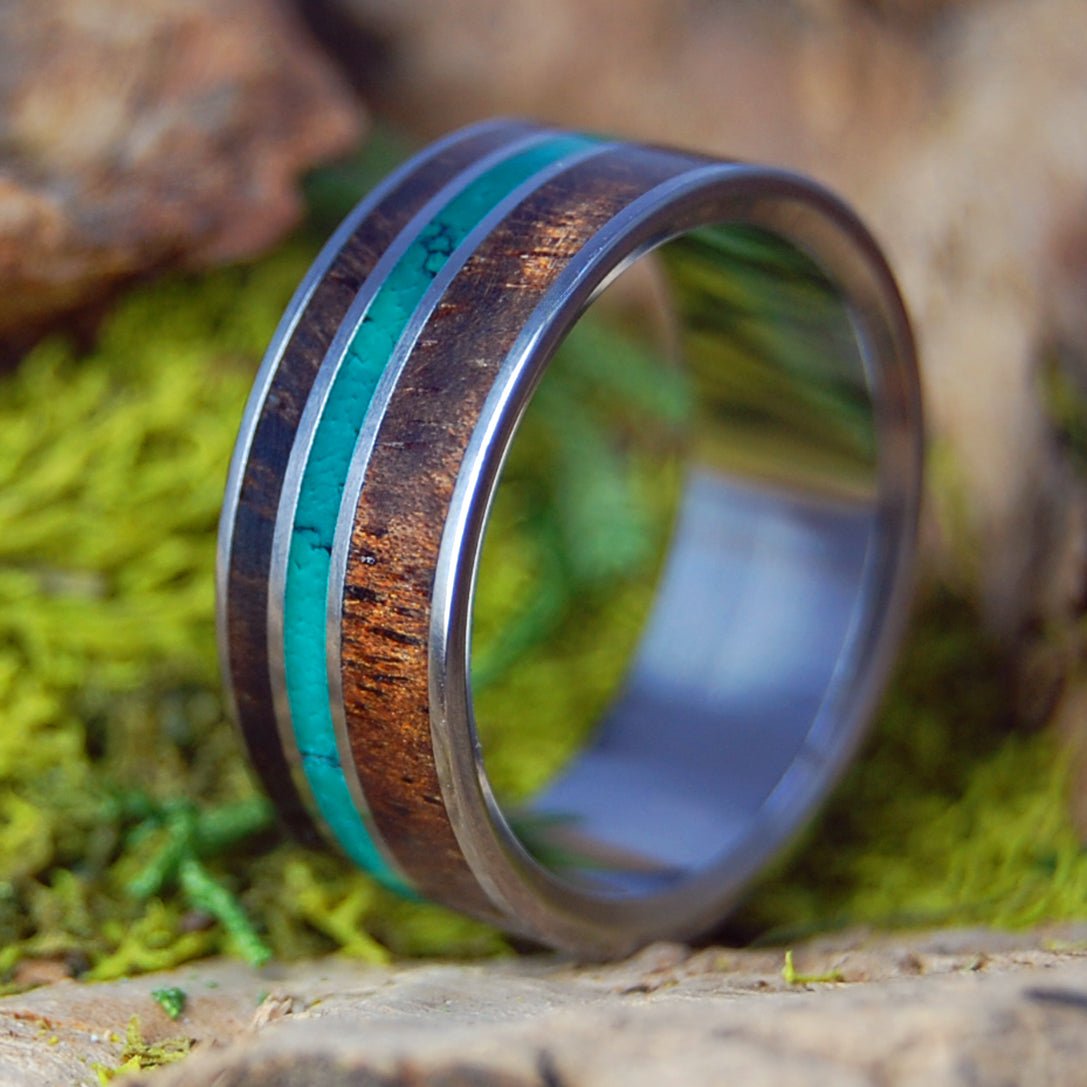 DOUBLE KOA JADE | Men's Koa Wood, Jade & Titanium Wedding Ring - Minter and Richter Designs