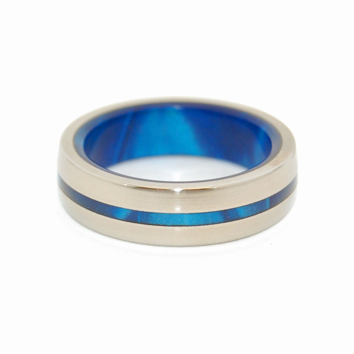 Doubly Inspired By Blue | Men's Blue Marbled Opalescent Resin & Titanium Wedding Ring - Minter and Richter Designs