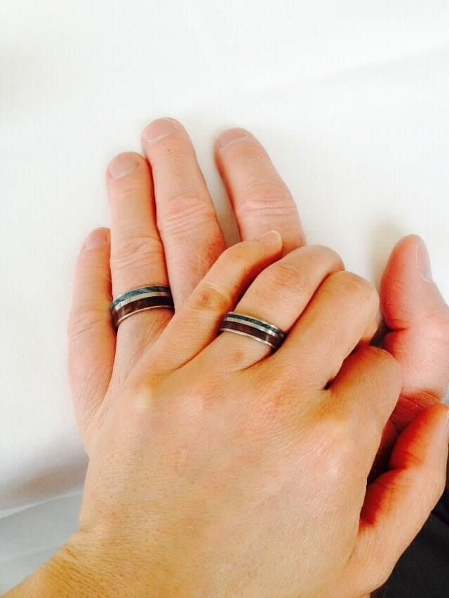 EARTH BY WATER | Men's Maple Wood, Blue Box Elder Wood & Titanium Wedding Ring - Minter and Richter Designs