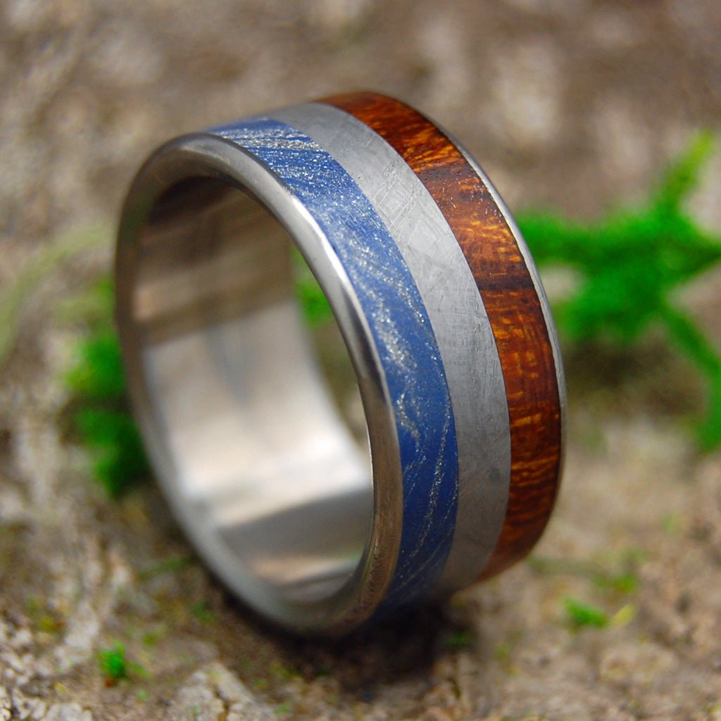 Earth Space Sea | Men's Meteorite, M3, & Desert Ironwood Wedding Ring - Minter and Richter Designs