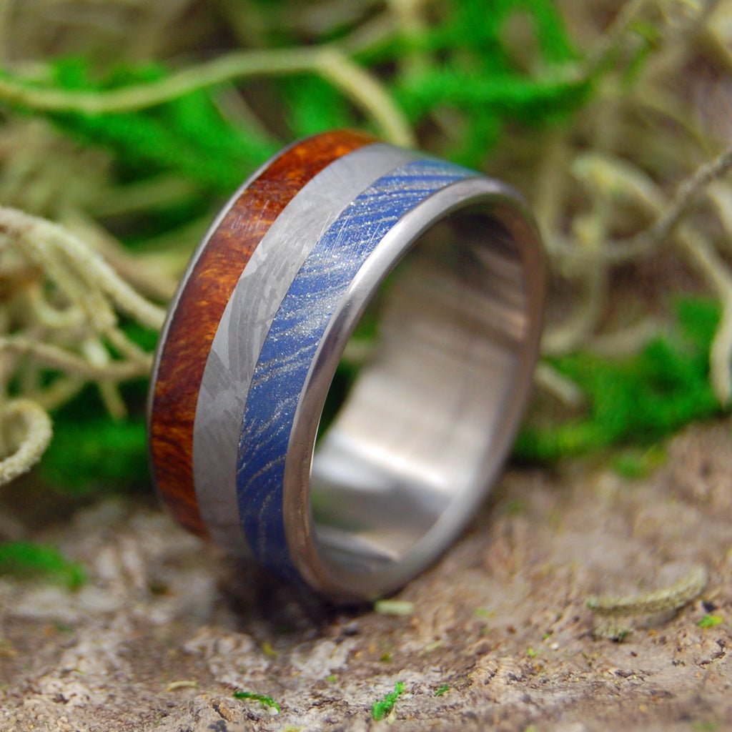 Earth Space Sea | Men's Meteorite, M3, & Desert Ironwood Wedding Ring - Minter and Richter Designs