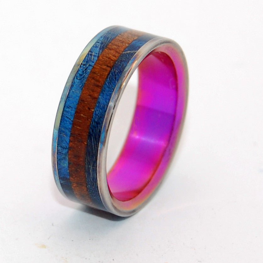 Eastern Bluebird | Men's Wood & Anodized Titanium Wedding Ring - Minter and Richter Designs