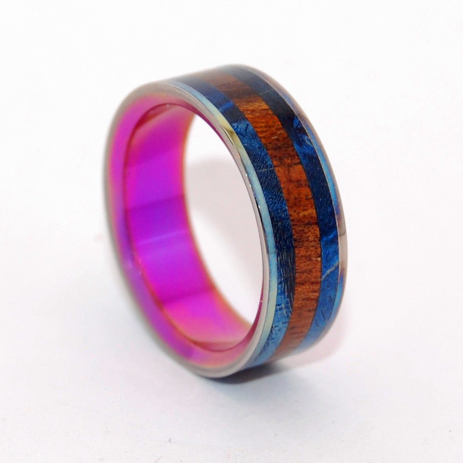 Eastern Bluebird | Men's Wood & Anodized Titanium Wedding Ring - Minter and Richter Designs