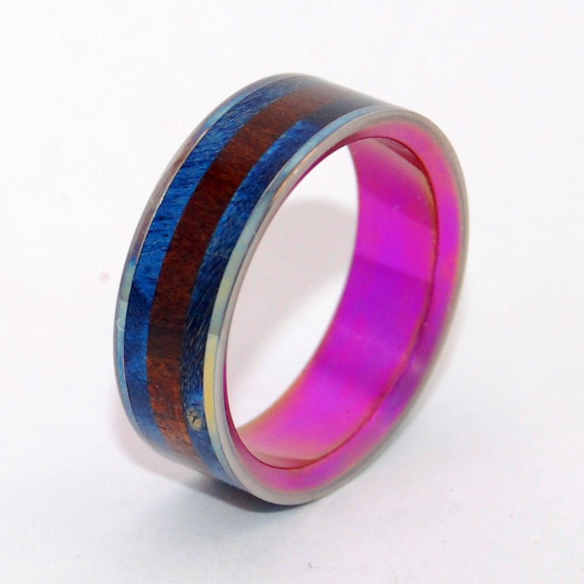 Eastern Bluebird | Men's Wood & Anodized Titanium Wedding Ring - Minter and Richter Designs