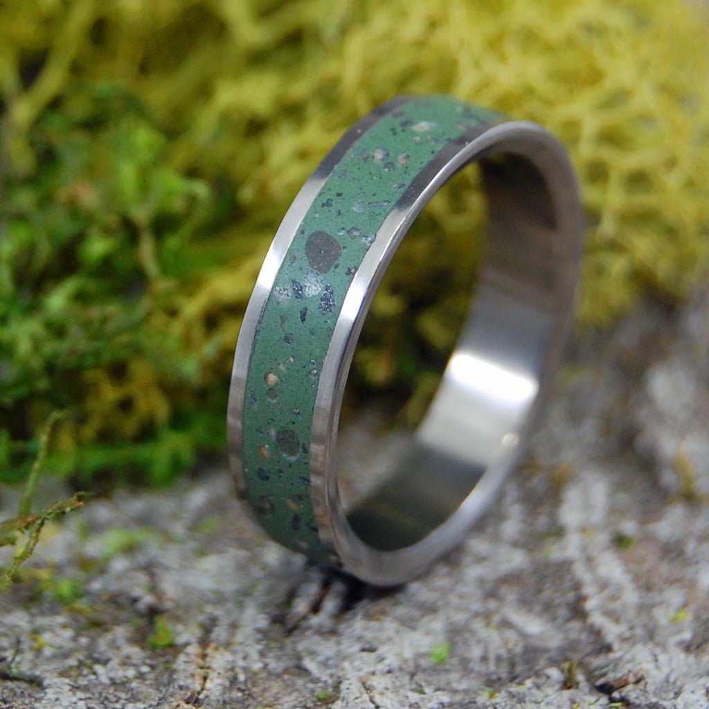 ECO BLISS | Size 10.25 At 5.5mm | Green Beach Sand | Unique Wedding Band | On Sale - Minter and Richter Designs