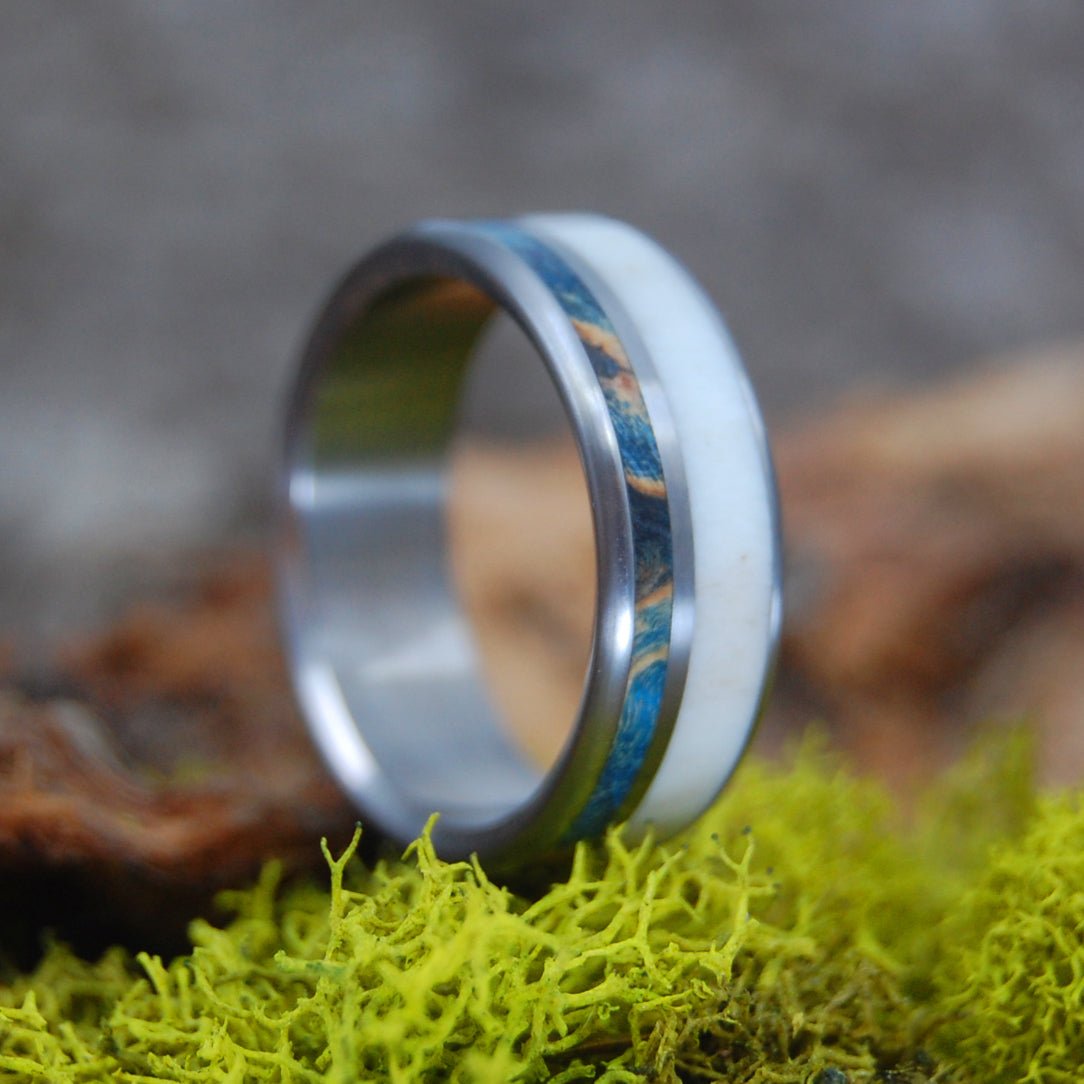 Elk Near Blue Water | Men's Elk Antler & Titanium Wedding Ring - Minter and Richter Designs