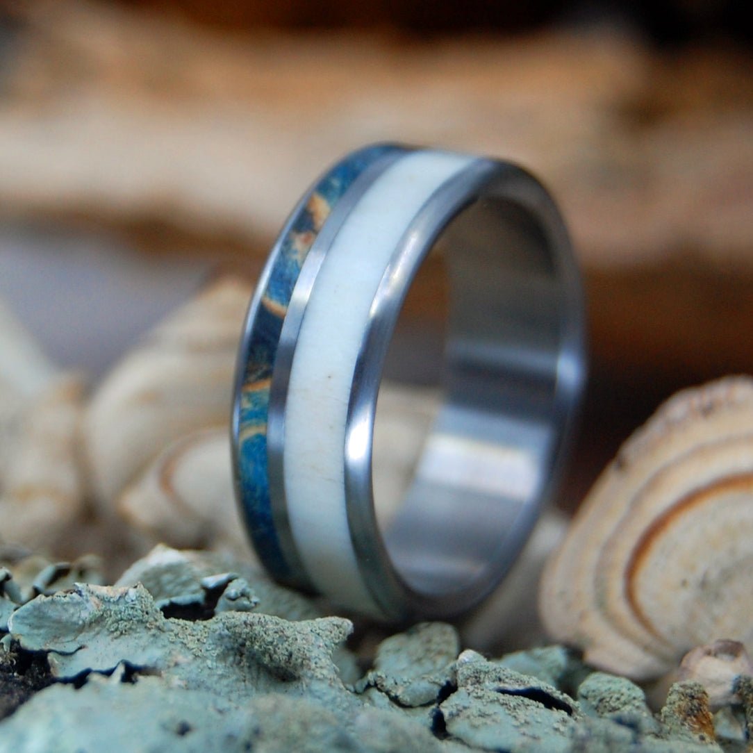 Elk Near Blue Water | Men's Elk Antler & Titanium Wedding Ring - Minter and Richter Designs