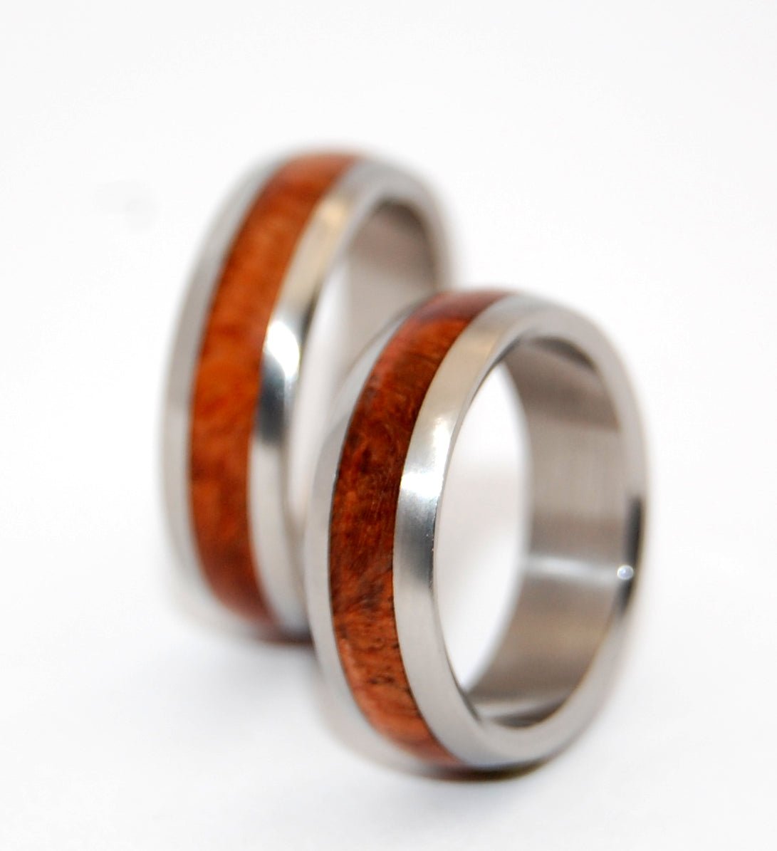 Every Drop Amboyna | Amboyna Wood & Titanium - Unique Wedding Ring - Wedding Ring Set - Minter and Richter Designs
