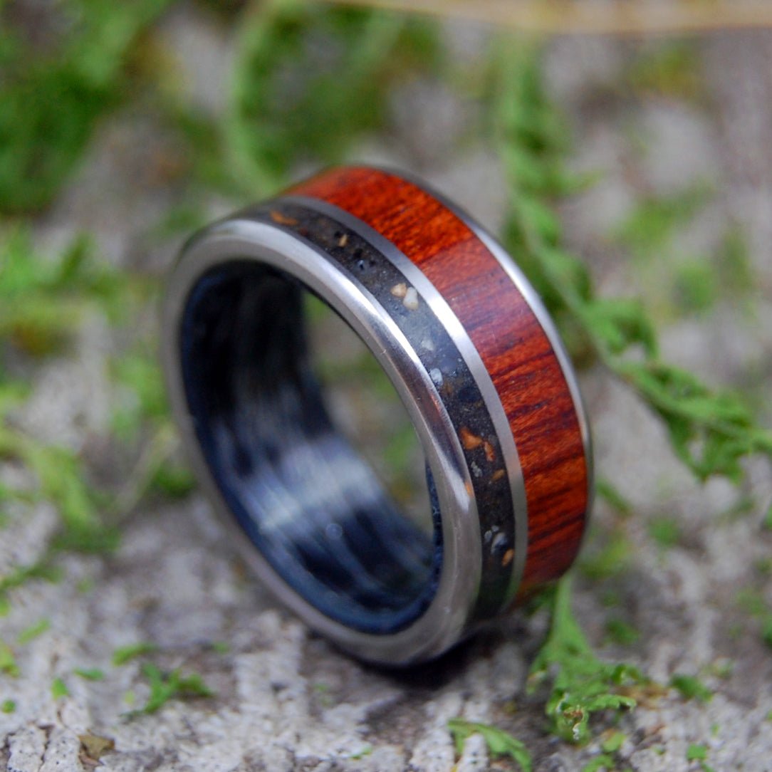 Executive T - Rex | Men's Dinosaur Tooth, Wood & Titanium Wedding Ring - Minter and Richter Designs