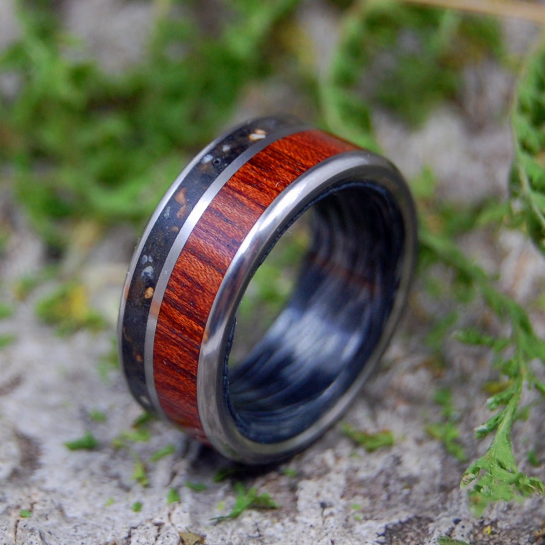 Executive T - Rex | Men's Dinosaur Tooth, Wood & Titanium Wedding Ring - Minter and Richter Designs