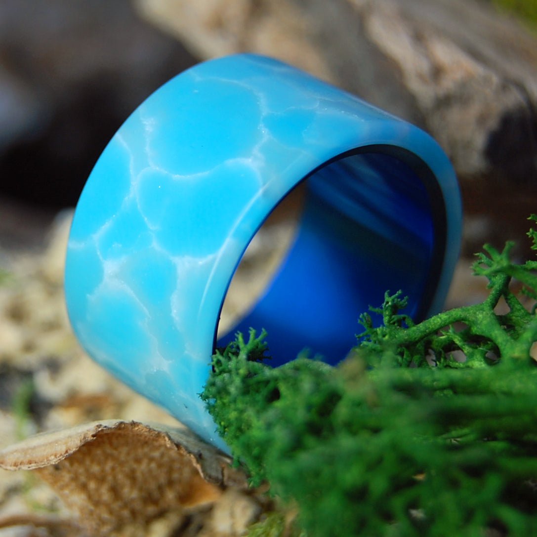 FA LA LARIMAR | Men's Dominican Larimar & Titanium Wedding Ring - Minter and Richter Designs