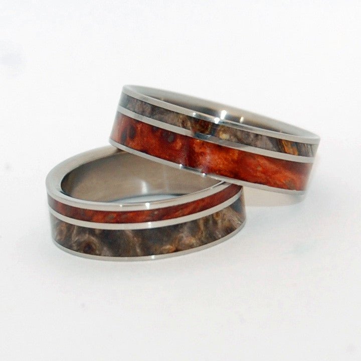 Faith Is The Link Between Angels | California Buckeye Wood - Unique Wooden Wedding Ring Set - Minter and Richter Designs